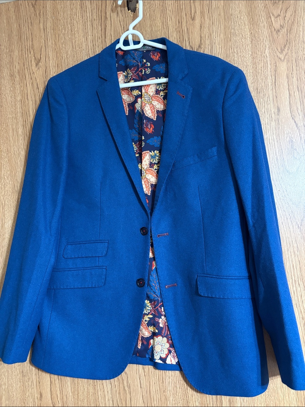 Paisley & Gray Blue Men's Sport Coat with Floral Lining